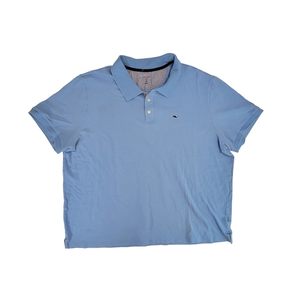 Vineyard Vines Polo Shirt Light Blue Whale Logo Short Sleeve XXL Mens